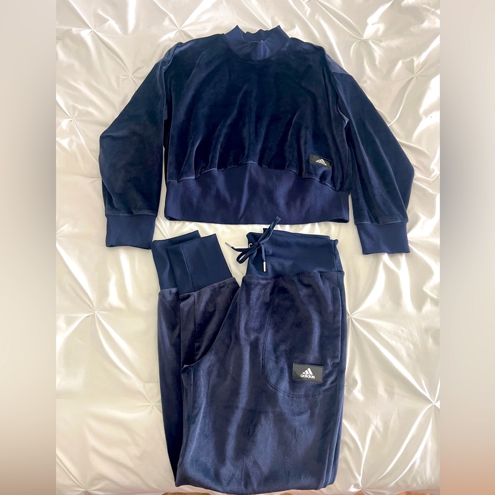 Adidas Dark Blue Velour Tracksuit
